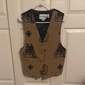 On the Verge Brown Vest with Bicycle Print